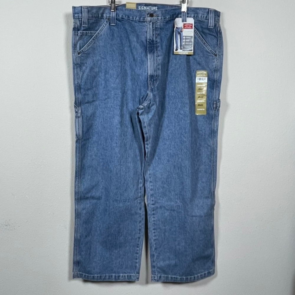 Signature Levi Strauss Carpenter Jeans Mens 46x32 Blue NEW Relaxed Straight Leg